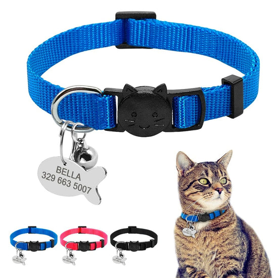 Safety Breakaway Cat Collars Quick Release Kitten Collar Personalized Custom Cats Collar Necklace with Bell for Cat Kitty Puppy - Wowza