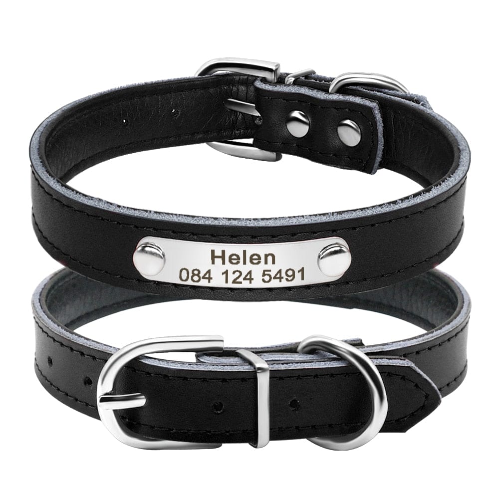 Leather Cat Collar Personalized Cat Collar For Puppy Small Dogs Pet Kitten Nameplate Collar Free Engraving Adjustable - Wowza