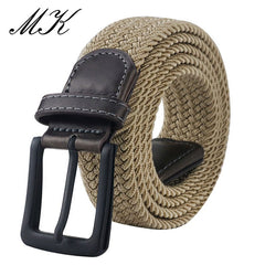 MaiKun Canvas Belts for Men Fashion Metal Pin Buckle Military Tactical Strap Male Elastic Belt for Pants Jeans