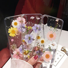 Qianliyao Dried Flower Silver foil Phone Cases For iPhone 14 13 12 11 Pro Max XS Max XR X 6 6s 7 8 Plus SE Soft Silicone Cover