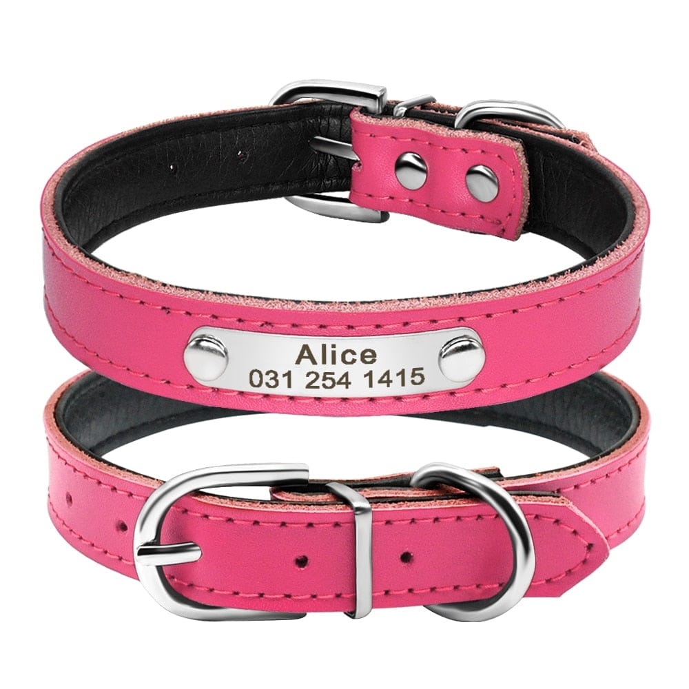 Leather Cat Collar Personalized Cat Collar For Puppy Small Dogs Pet Kitten Nameplate Collar Free Engraving Adjustable - Wowza