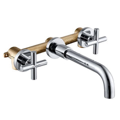 Taps Top Fashion New Arrival Wall Sink Basin Mixer Tap Set Bathroom Spout Faucet With Double Lever In Matt Black/Polished Gold