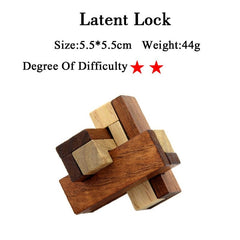 IQ Brain Teaser Kong Ming Lock Lu Ban Lock 3D Wooden Interlocking Burr Puzzles Game Toy For Adults Kids