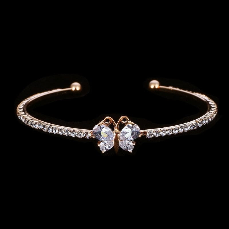 MINHIN New Arrival Romantic Butterfly Design Cuff Bracelet High Quality Golden Plated Wedding Bracelet Girl's Banquet Accessory