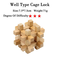 IQ Brain Teaser Kong Ming Lock Lu Ban Lock 3D Wooden Interlocking Burr Puzzles Game Toy For Adults Kids