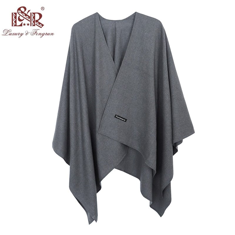 2022 New Fashion Cashmere Winter Women Poncho Scarves Women Solid Shawl Cape Foulard Femme Pashmina Female Bufanda Mujer Sjaal