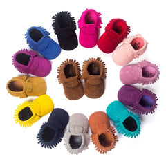 Baywell PU Suede Leather Newborn Baby Moccasins Shoes Soft Soled Non-slip Crib First Walker