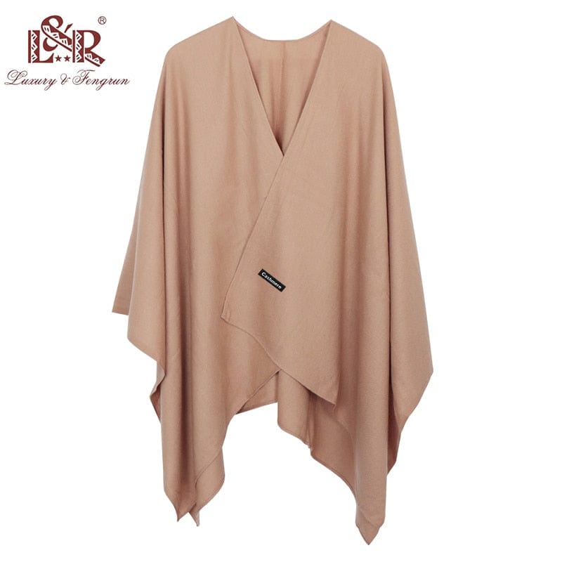 2022 New Fashion Cashmere Winter Women Poncho Scarves Women Solid Shawl Cape Foulard Femme Pashmina Female Bufanda Mujer Sjaal