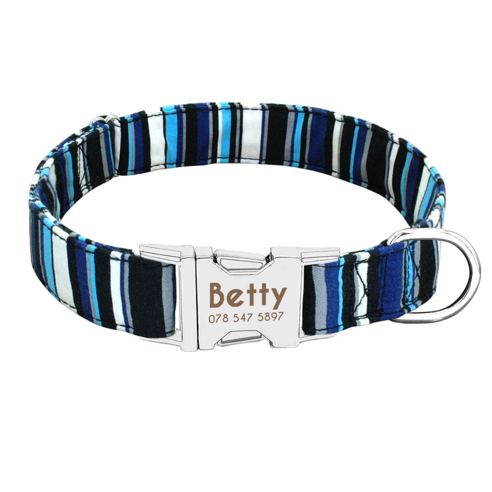 Dog Collar Personalized Nylon Dog Collar and Leash Pet Nameplate ID Collars Printed Puppy Leash For Small Medium Large Dogs Pug - Wowza