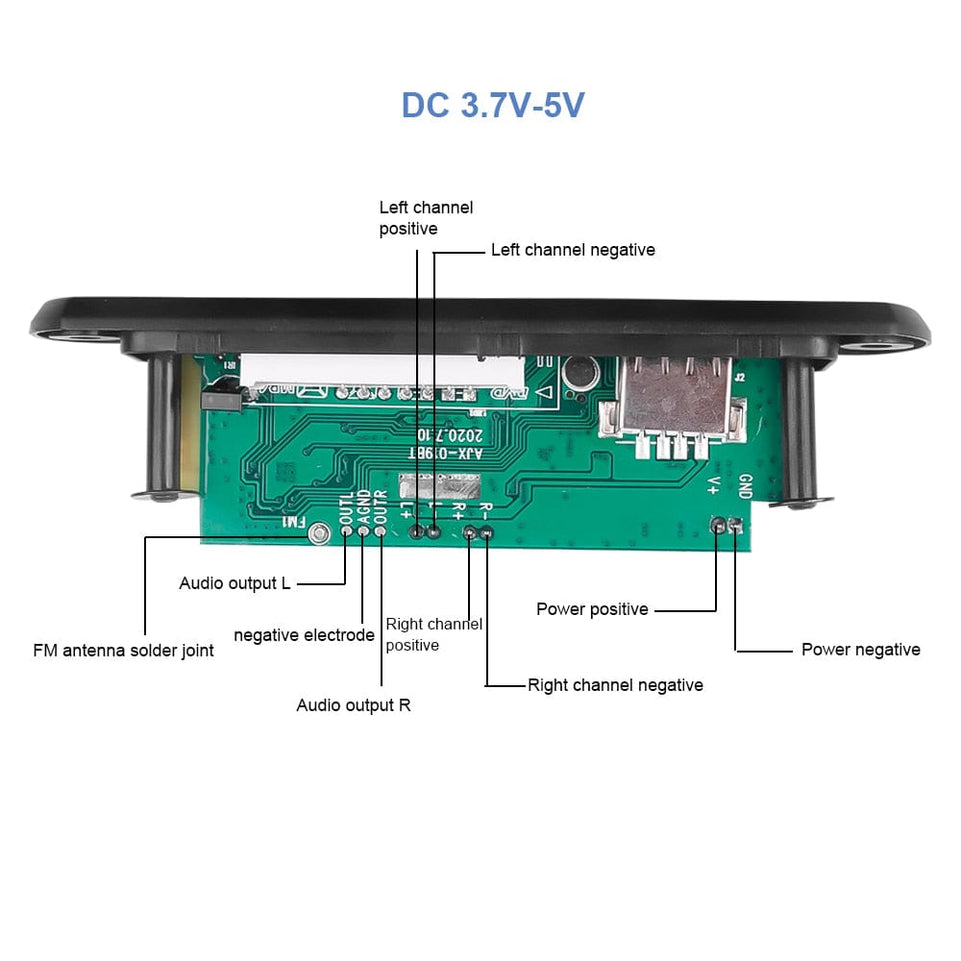 DC 5V 18V 50W Amplifier MP3 Decoder Board Bluetooth V5.0 Car MP3 Player USB FM AUX Radio Recording Module For Speaker Handsfree