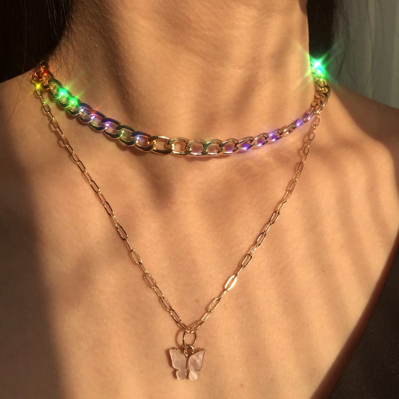 Bohemian Multilayer Necklaces For Women Men Butterfly Portrait Coin Cross Crystal Chokers Necklace Trendy New Jewelry Gifts