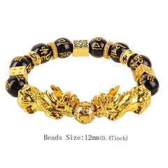 Pixiu Good Luck Bracelets Tibetan Buddhism Obsidian Stone Beads Unisex Bracelet For Women Men Jewelry Gift