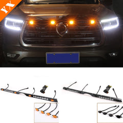 Great Wall Cannon GWM Cannon Ute 2019 - 2024 Car Front Center Grill Yellow LED Light Refitting Decor Lamp Night Warning Lamp