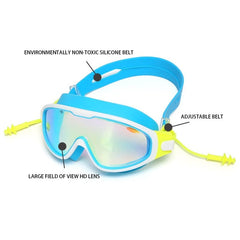 MAXJULI Swim Goggles for Kids Anti-Fog UV Protection Clear Wide Vision Swim Glasses With Earplug for 4-15 Years children SY5031