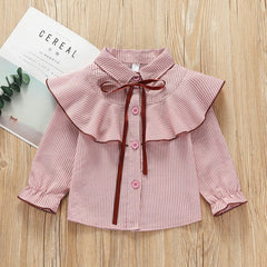 New Spring Summer 2022 Cotton Blouse for Big Girls Striped Clothes Children Long Sleeve School Girl Shirt Kids Tops 2-8 Years