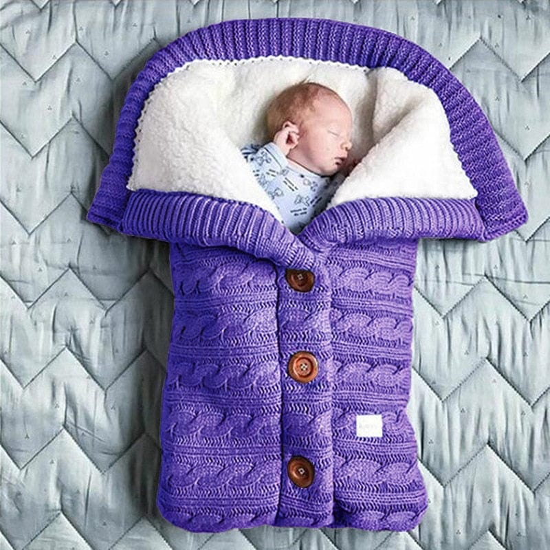 Autumn and Winter Stroller Baby Sleeping Bag Outdoor Button Baby Knitted Sleeping Bag Wool Brushed and Thick Baby's Blanket