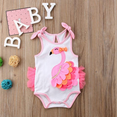 Pudcoco US Stock Newborn Baby Girl Romper Clothing Flamingo Flower Bow Romper Jumpsuit Outfits Beachwear Clothes