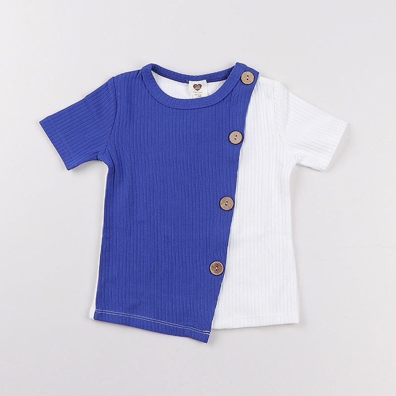 Kids clothes t shirt baby girls and boys clothes round neck short sleeves fashion children t-shirt ribbed contract patched color