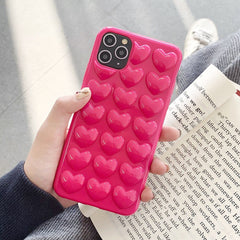 LOVECOM 3D Love Heart Candy Color Phone Case For iPhone 14 Pro 13 12 11 Pro Max XR XS X 7 8 Plus Soft Silicone Back Bumper Cover