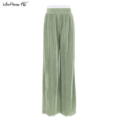 Mnealways18 Beige Pleated Wide Leg Pants Womens Pants Fashion 2023 Casual Loose Trousers Office Lady Elegant Long Palazzo Pants