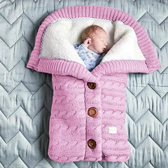 Autumn and Winter Stroller Baby Sleeping Bag Outdoor Button Baby Knitted Sleeping Bag Wool Brushed and Thick Baby's Blanket