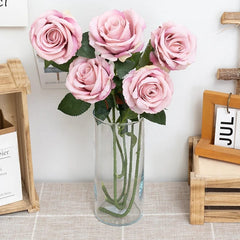 5pc Beautiful Silk Artificial Rose Flowers Wedding Home Table Decor Long Bouquet Arrange Fake Plant Valentine's Day Presents