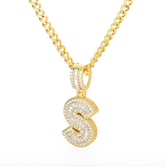 Trend Ice Out Letters Necklace Pendant for Women Men Initials Cubic Zirconia A-Z Alphabet Clavicle Necklace Collar Fashion Gift