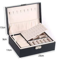 New Double-Layer Leather Jewelry Box Ear Stud Earrings Ornament Storage Holder Multi-Function Large Jewelry Packaging Display