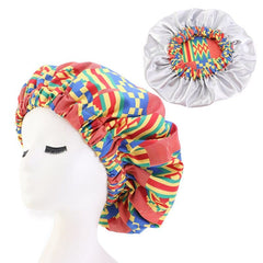 African Pattern Ankara Print Bonnet Women Night Sleep Cap Satin Lining Soft Extra Large Head Wear Ladies Headwrap Hair Care Hat