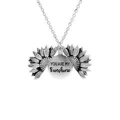 Vintage Sunflower Locket Pendant Necklace Bohemia female Open Engrave letter Necklaces Lover Gift