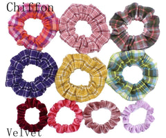 Scrunchies Set Hair Accessories Velvet Chiffon ties band Sequins organza Ponytail Holder Headwear No Crease Leopard Solid  10pcs