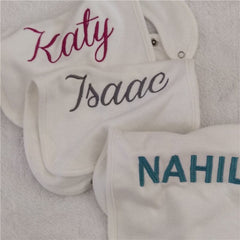 Name Personalised Baby bib 100% cotton White Plain Newborn Baby Saliva Funny Birthday Gift For Baby Anniversary shower gift