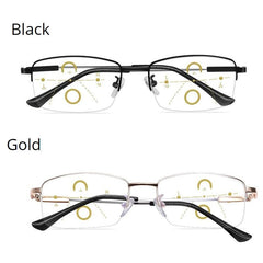 Progressive Multifocus Computer Reading Glasses Blue Light Blocking Titanium Alloy Spring Hinge Multifocal Readers Eyeglasses