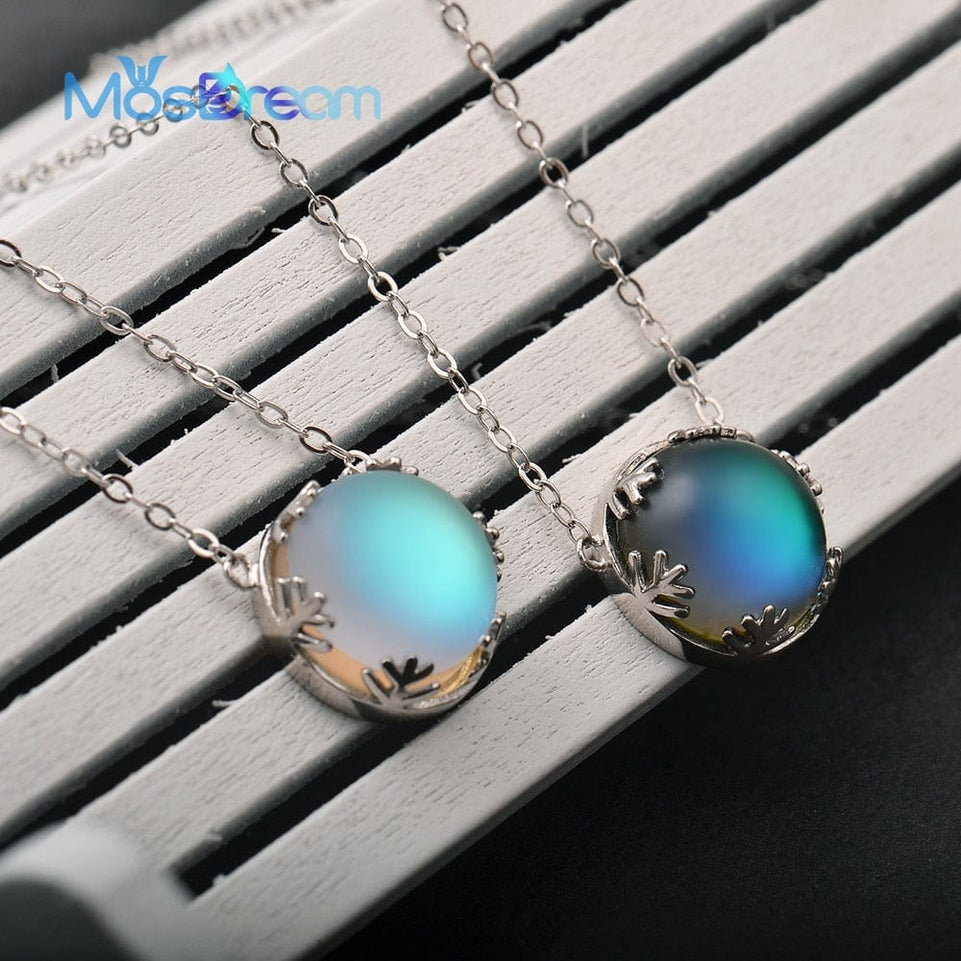 ITSMOS Ladies Fashion Aurora Borealis Necklace S925 Sterling Silver Elegant Jewelry Birthdays Romatic Gift for Women