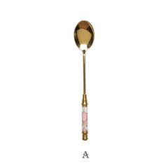 Stainless Steel Dessert Spoon Ceramic Long Handle Icecream Spoon Teaspoon Gold Coffee Cake Fruit Milk Spoon Kitchen Tableware - Wowza