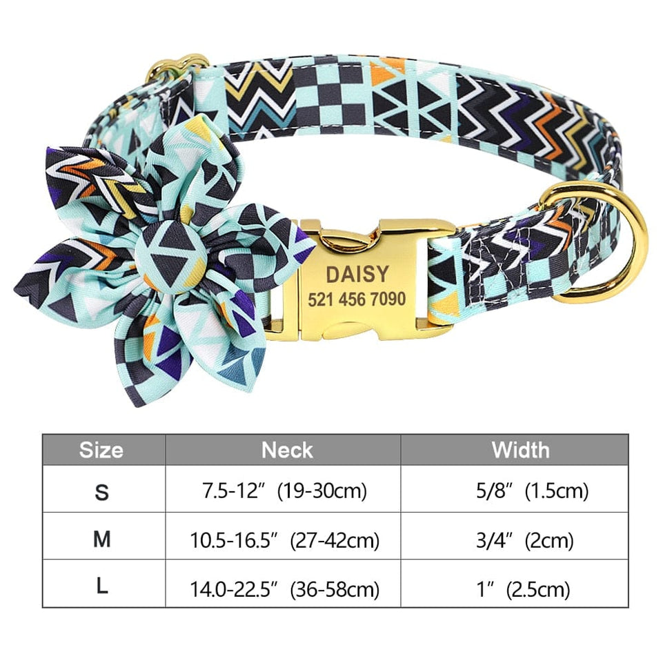 Fashion Printed Dog Collar Personalized Nylon Dog Collar Custom Pet Puppy Cat Collars Engraved ID Tag Collars Dog Accessories