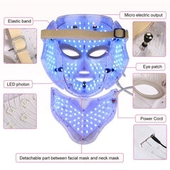 LED Facial Mask With Neck Skin Care 7 Colors Face Mask Treatment Beauty Anti Acne Therapy Whitening Korean Led Spa Mask Machine