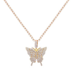 Statement Big Butterfly Pendant Necklace Rhinestone Chain for Women Bling Tennis Chain Crystal Choker Necklace Party Jewelry