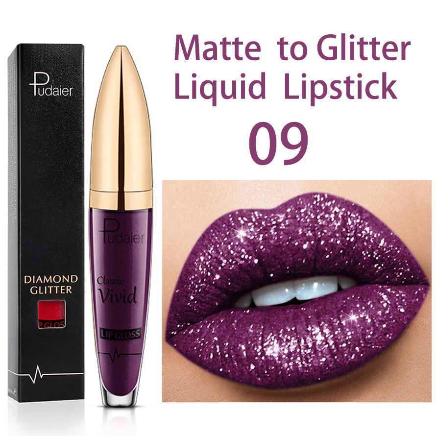 Sexy Diamond Shimmer Glitter Lipg Loss Matte To Glitter Liquid Lipstick Waterproof Diamond Pearl Colour Lip Gloss Makeup Beauty