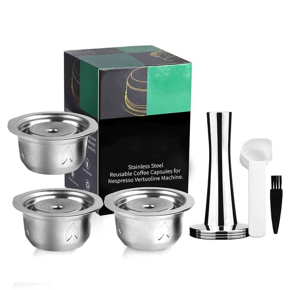 2 IN 1Reusable Vertuo Coffee Capsule Steel Stainless Metal for Nespresso Vertuoline Plus Machine Cream Coffee Filter - Wowza