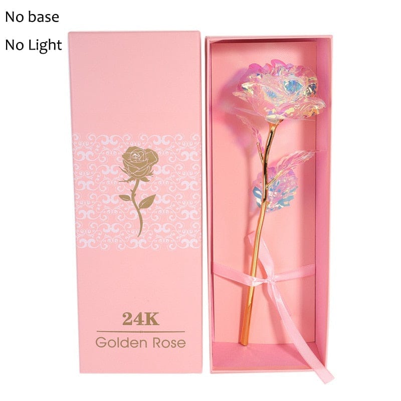 24k Gold Plated Rose With Love Holder Box Gift Valentine's Day Mother's Day Gifts Flower Gold Dipped Rose