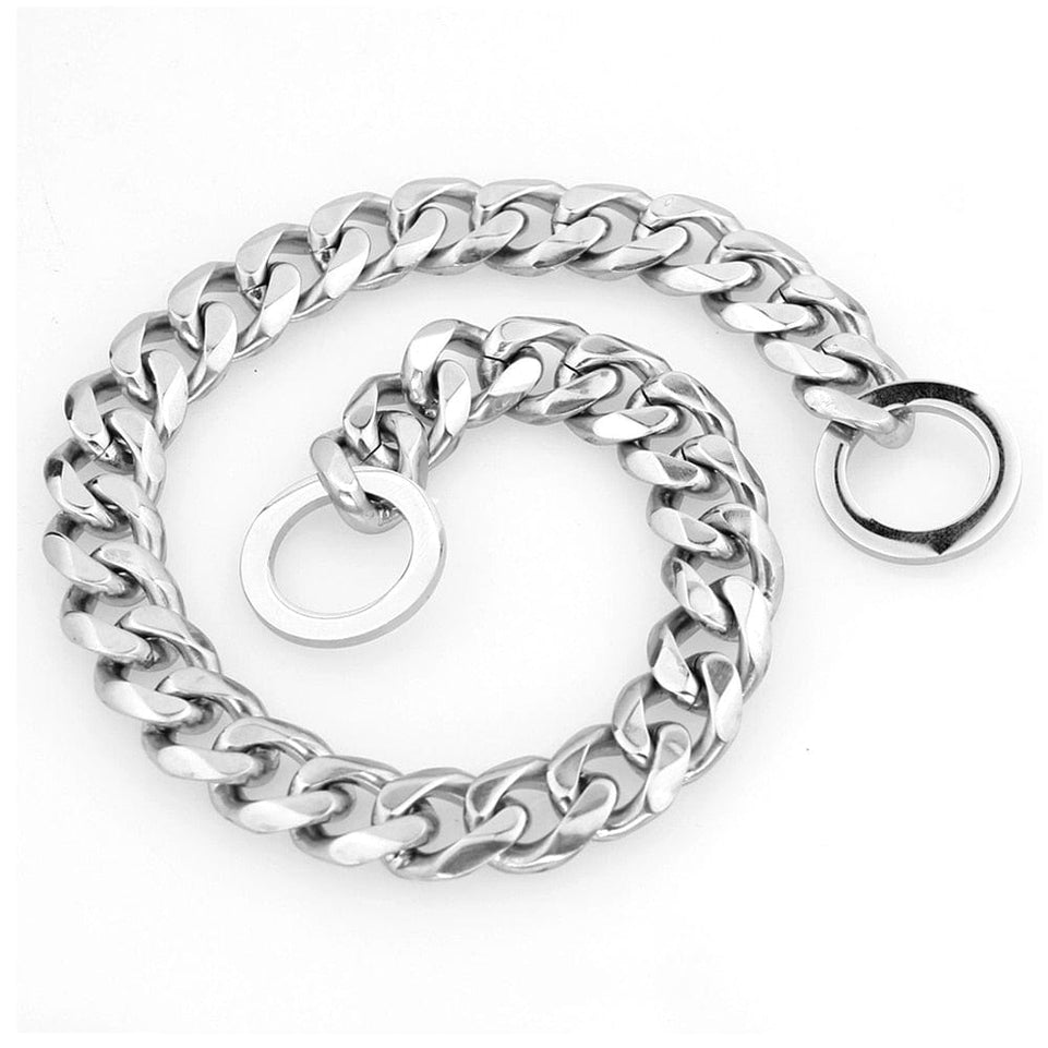 15mm Solid Dog Chain Stainless Steel Necklace Dogs Collar Training Metal Strong P Chain Choker Pet Collars for Pitbulls - Wowza