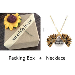 Vintage Sunflower Locket Pendant Necklace Bohemia female Open Engrave letter Necklaces Lover Gift