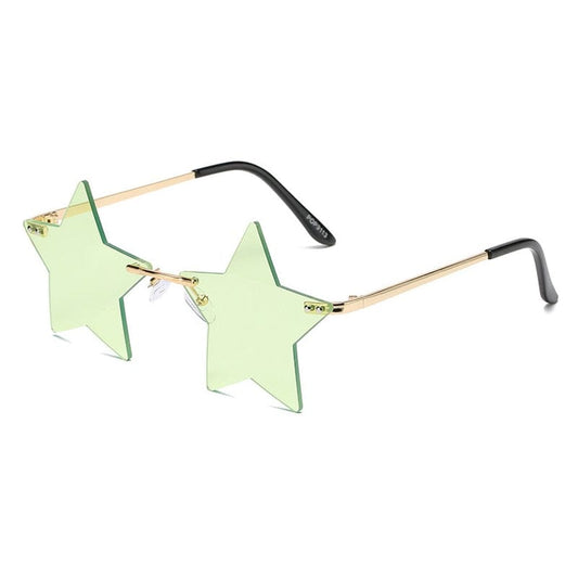 SO&EI Vintage Unique Star Shape Mirror Rimless Sunglasses Women Fashion Clear Ocean Lens Eyewear Men Trending Sun Glasses Shades