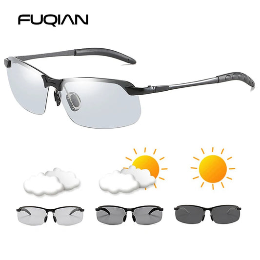 Photochromic Sunglasses Men Women Vintage Metal Polarized Sun Glasses For Male Night Vision Driving Sunglass