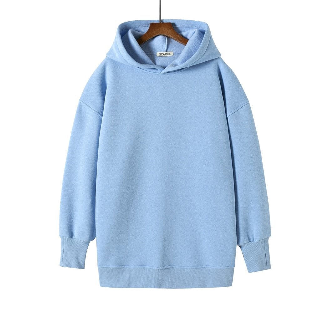 GCAROL Fall Winter Women Long Hooded Suits 80% Cotton Fleece Oversized Boyfriend Unisex Sweatshirt Elastic Waist Harem Pants