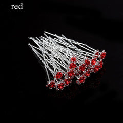 50/20 pcs/pack Women Flowers Hairpin Stick Wedding Bridal Crystal Flowers Hairpin U Shaped Hair Clip Hair Accessories