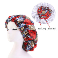 African Pattern Ankara Print Bonnet Women Night Sleep Cap Satin Lining Soft Extra Large Head Wear Ladies Headwrap Hair Care Hat