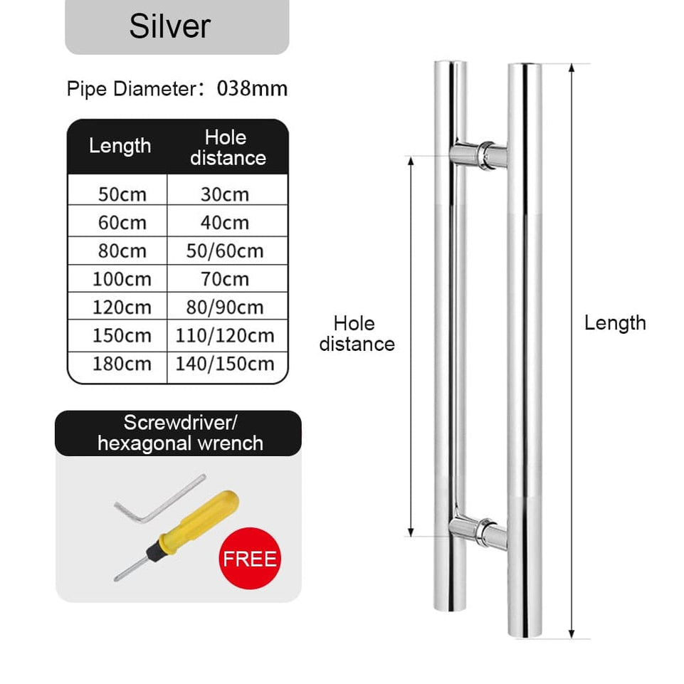 JACHOR Oval Shape Glass Door Handles Stainless Steel Barn Doors Pull Handle Set Shower Door Hardware Fittings