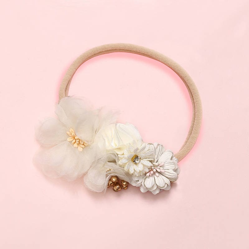 Balleen Shiny Fashion Florals Headband Newborn Baby Elastic Princess Hairbands Child Kids Pearl Fresh Style Cute Headwear Gifts